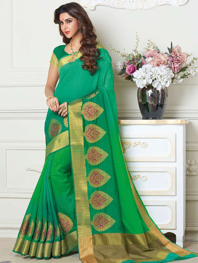 gold zari border woven saree with blouse
