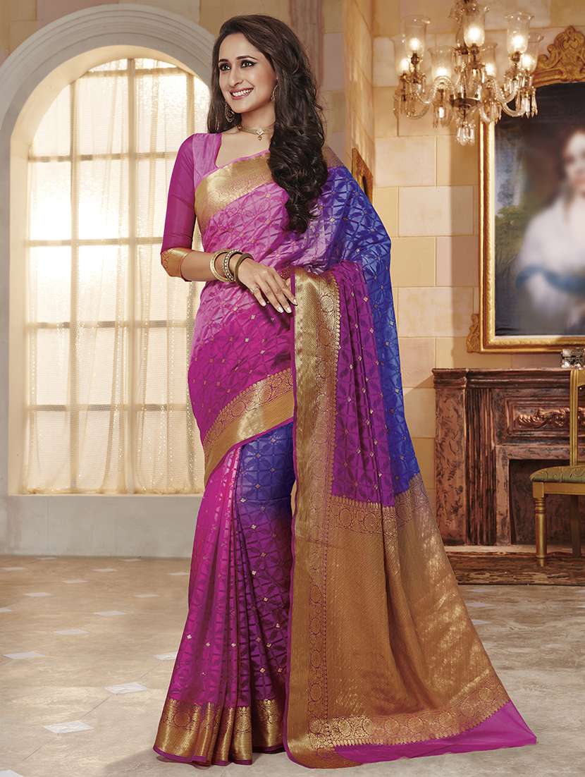 tonal shades zari banarasi saree