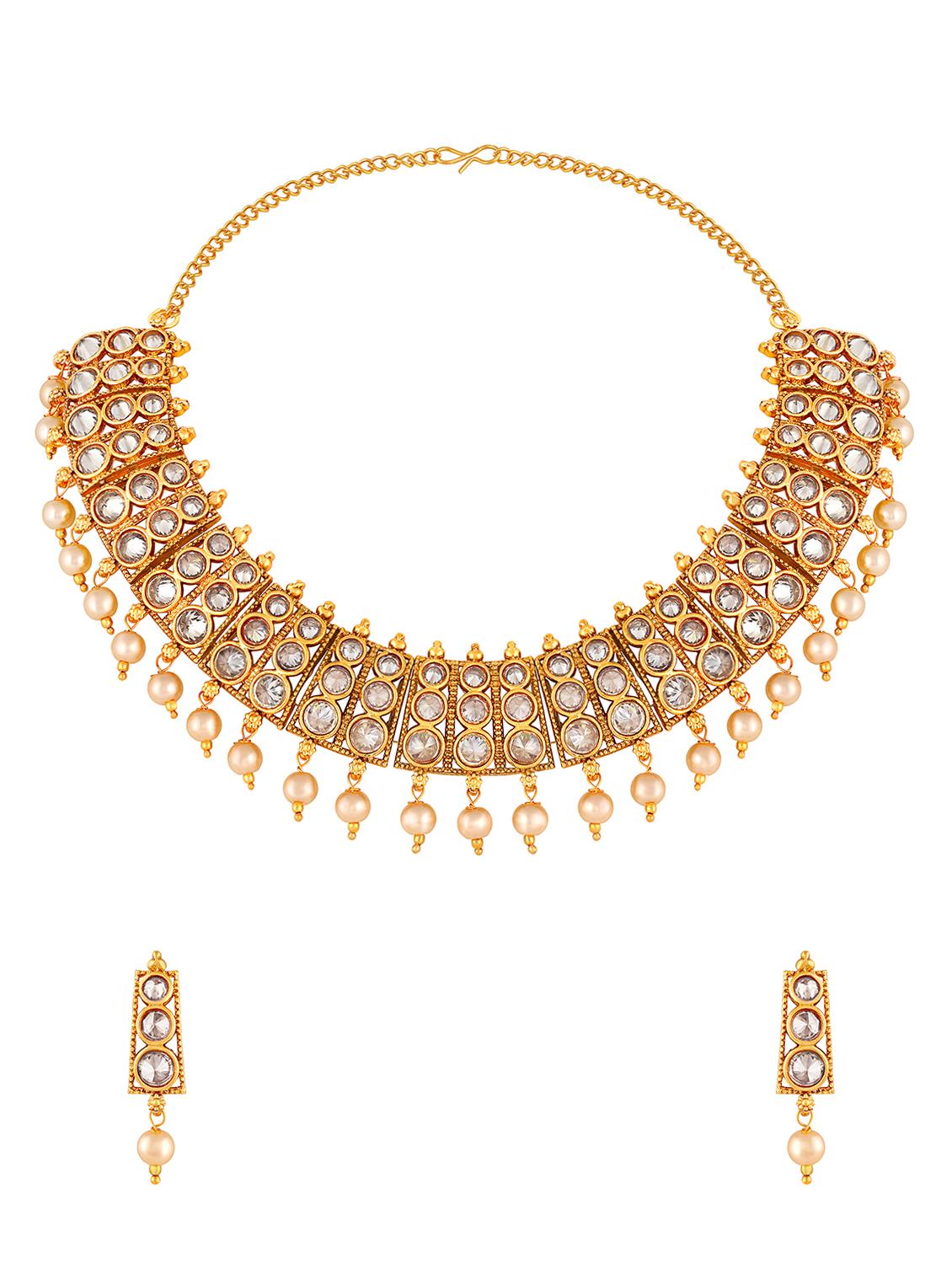 gold tone necklace & earrings set - 15476976 - Zoom Image - 0