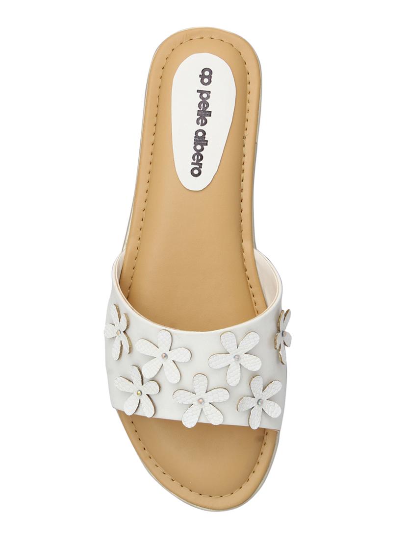 white slip on sandals - 15477224 - Standard Image - 3
