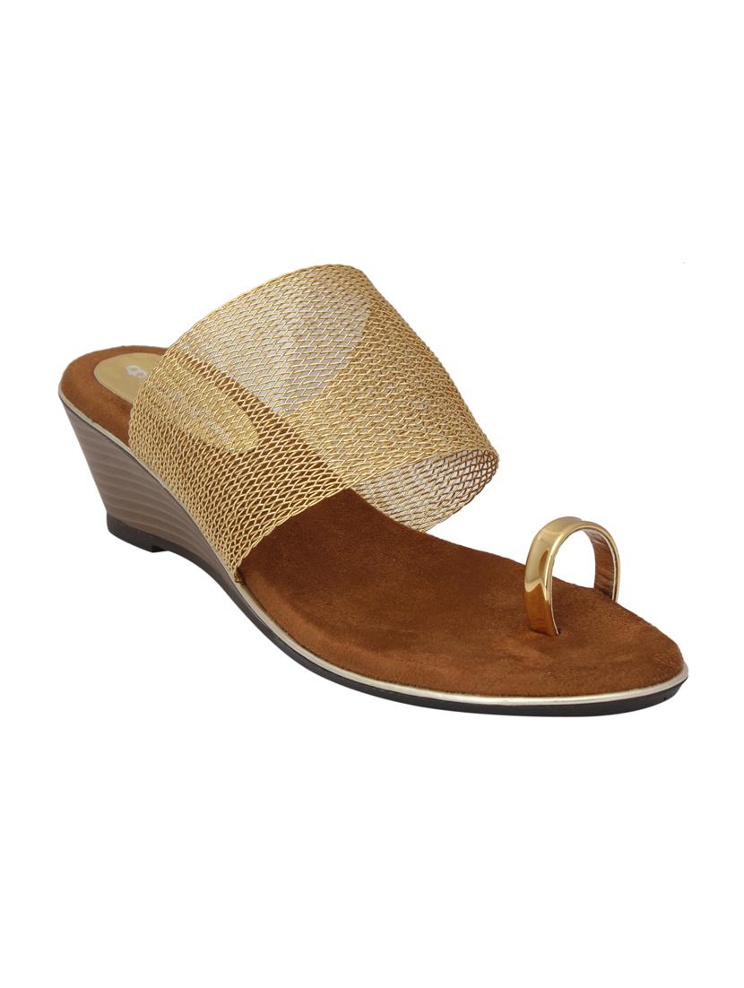 gold one toe wedges - 15477234 -  Zoom Image - 0
