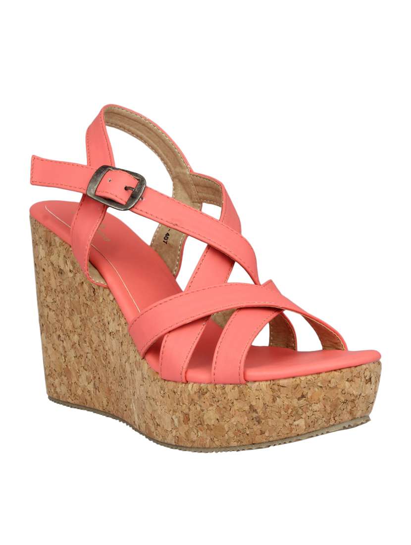 pink platforms wedges