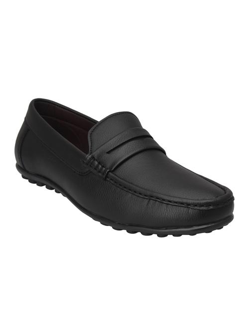 black leatherette slip on loafers - 15477290 - Standard Image - 0