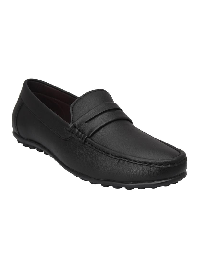 black leatherette slip on loafers - 15477290 - Zoom Image - 0