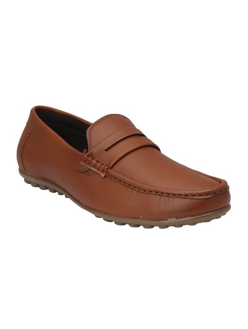 tan leatherette slip on loafers - 15477291 -  Standard Image - 0