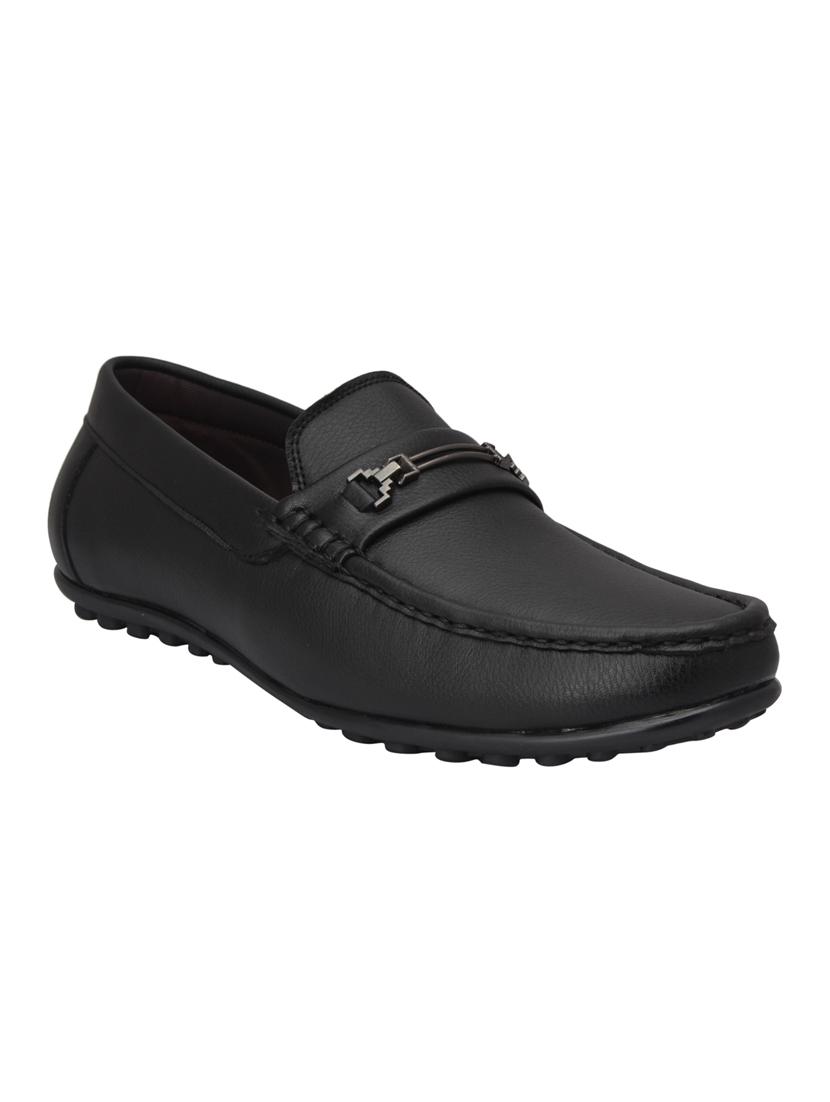 black leatherette slip on loafers - 15477293 -  Zoom Image - 0
