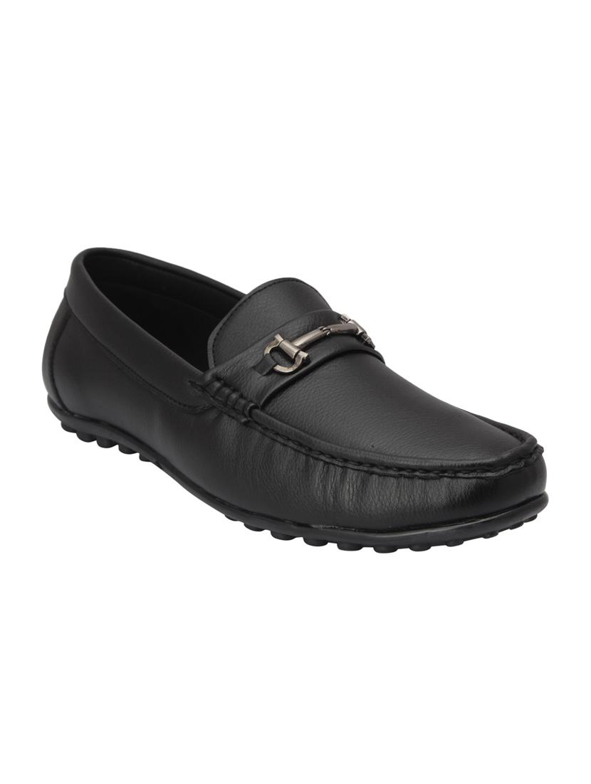 black leatherette slip on loafers - 15477296 - Zoom Image - 0