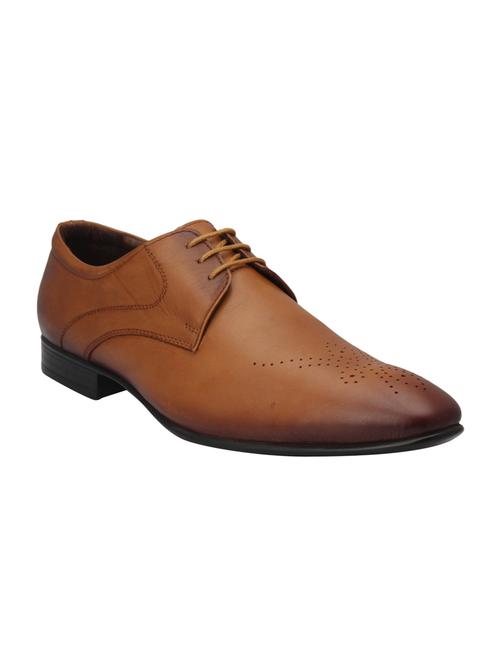 tan leather lace-up derbys - 15477313 - Standard Image - 0