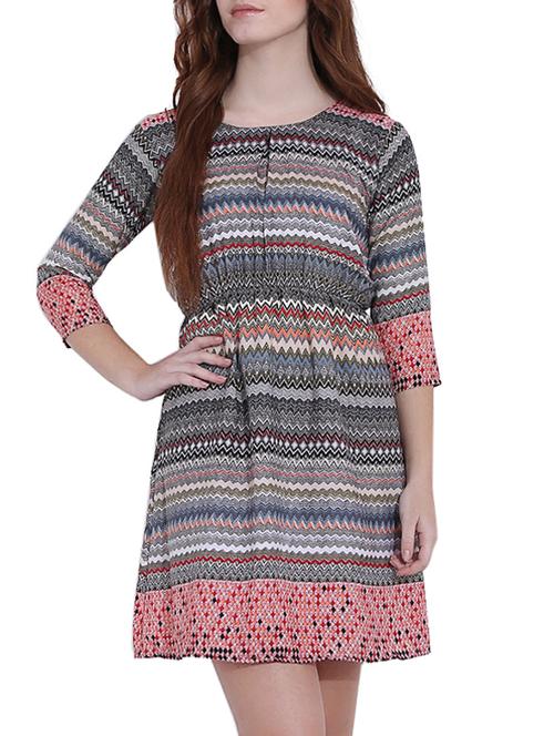chevron printed fit & flare dress - 15478560 -  Standard Image - 0