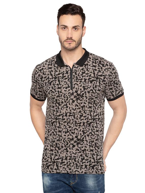 grey cotton all over print t-shirt - 15480471 -  Zoom Image - 0