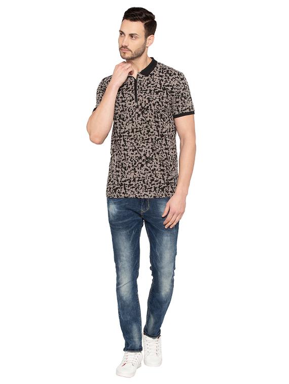 grey cotton all over print t-shirt - 15480471 - Standard Image - 3