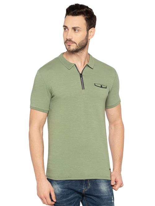 green cotton collared t-shirt - 15480473 -  Standard Image - 0