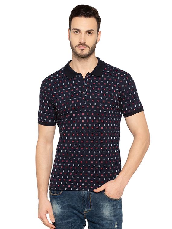 blue cotton all over print t-shirt - 15480481 - Zoom Image - 0