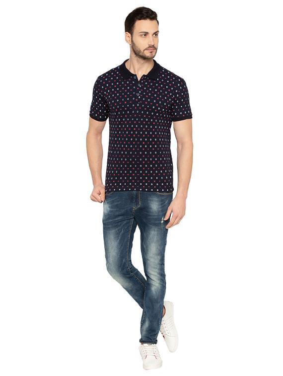 blue cotton all over print t-shirt - 15480481 - Standard Image - 3