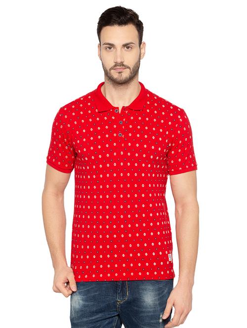 red cotton all over print t-shirt - 15480482 - Standard Image - 0