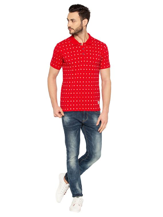 red cotton all over print t-shirt - 15480482 - Standard Image - 3