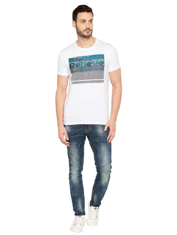 white cotton chest print t-shirt - 15480499 -  Standard Image - 3