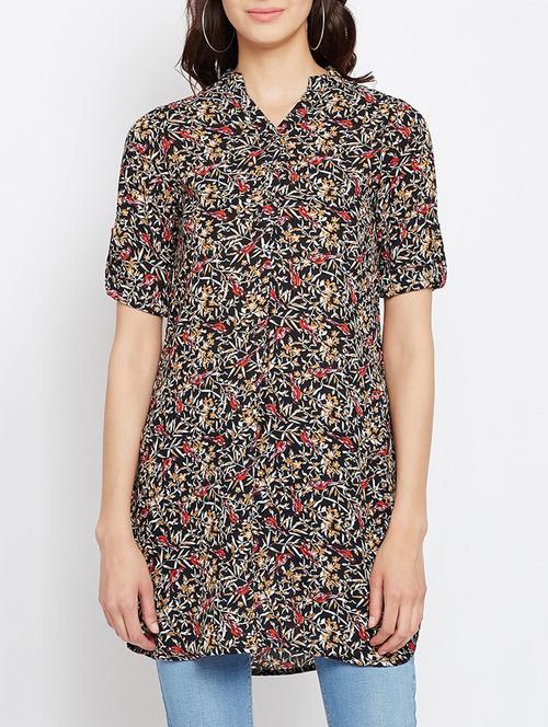 mandarin collared printed tunic - 15481048 -  Standard Image - 0