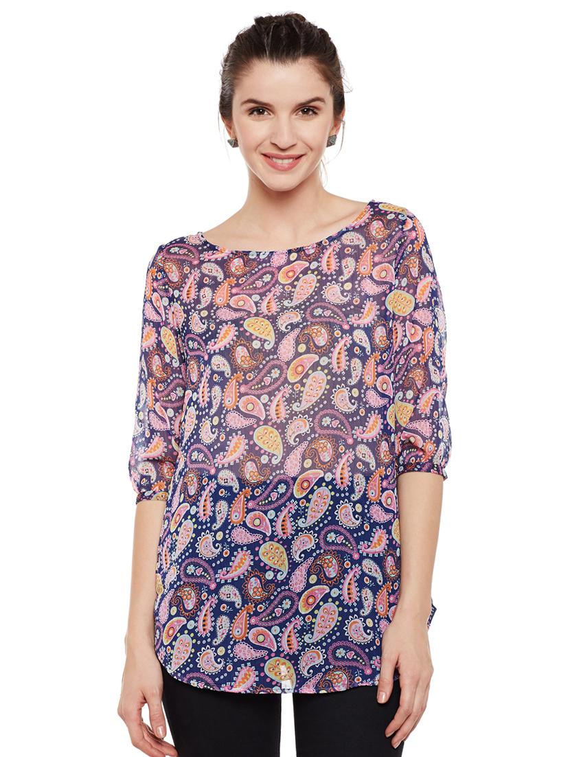 sheer paisley print regular top - 15482661 - Zoom Image - 0