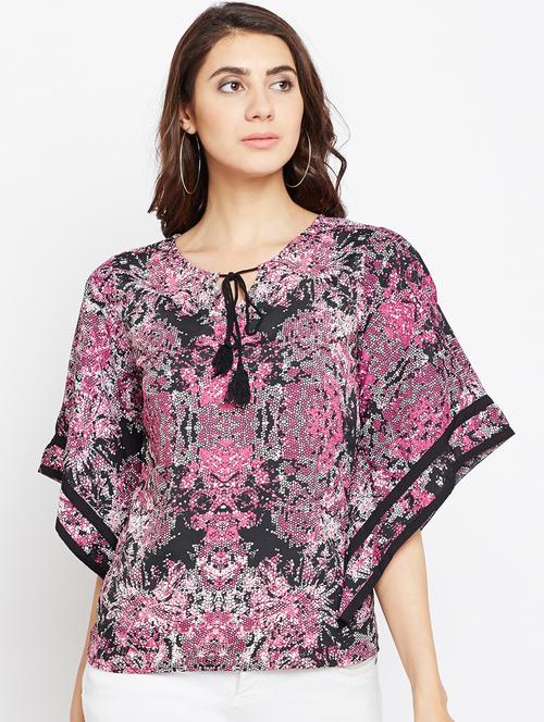 tie up neck printed top - 15482682 - Standard Image - 0