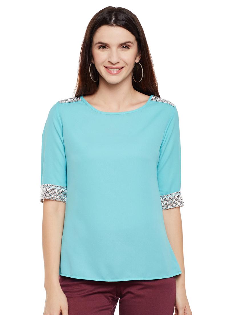 maya blue embellished lace detail top - 15482726 -  Zoom Image - 0