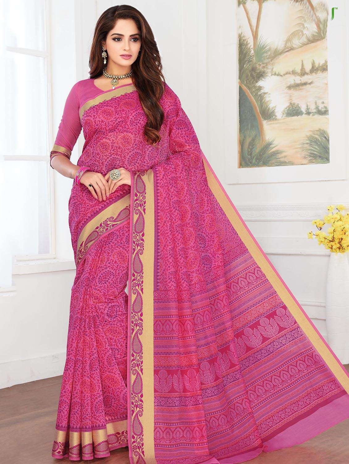 Paisley printed saree with blouse