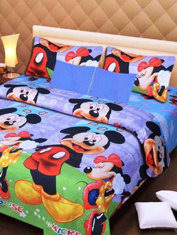 poly cotton 130 tc double bedsheet with 2 pillow covers