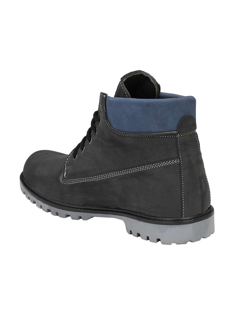 black leatherette high ankle boots - 15484939 -  Standard Image - 3