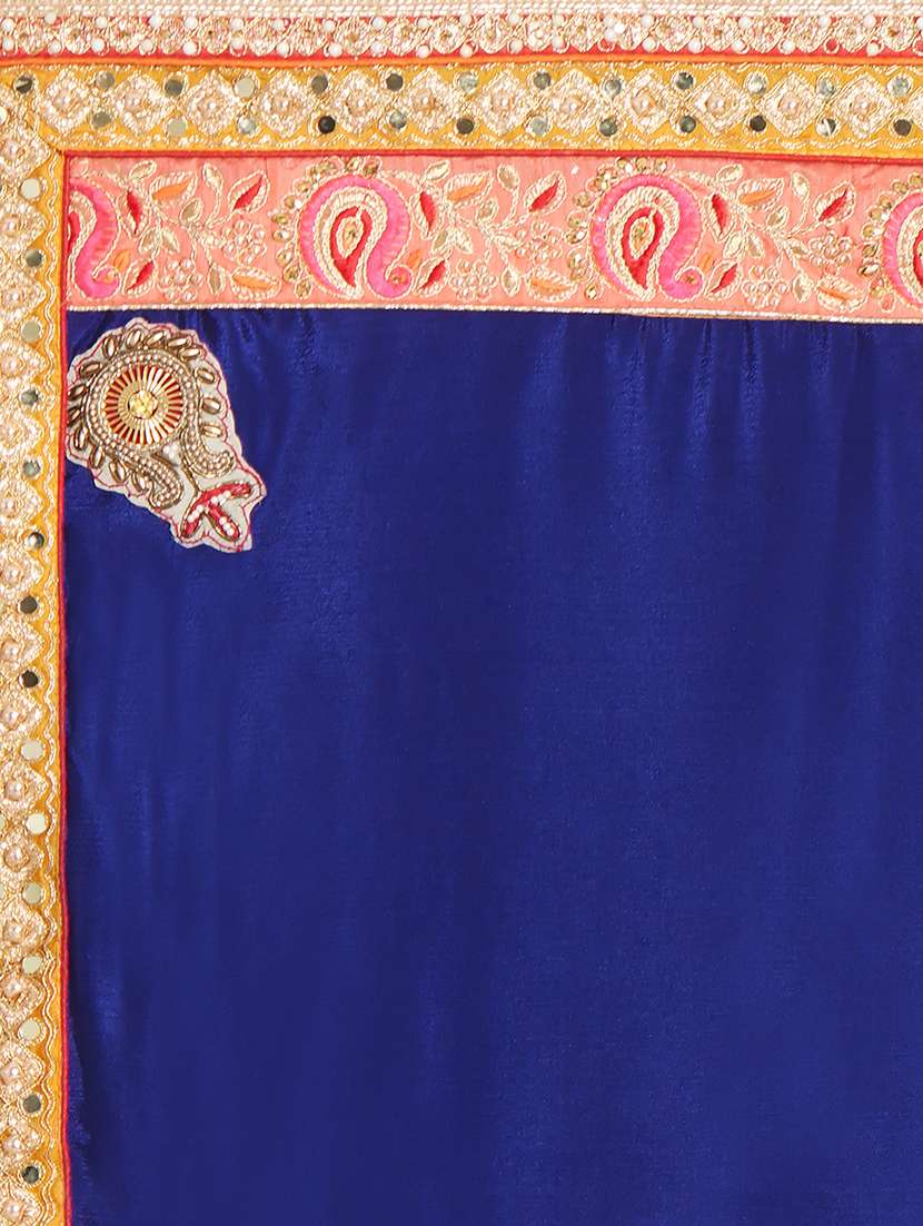 mirror bordered half and half saree with blouse - 15485304 - Standard Image - 3