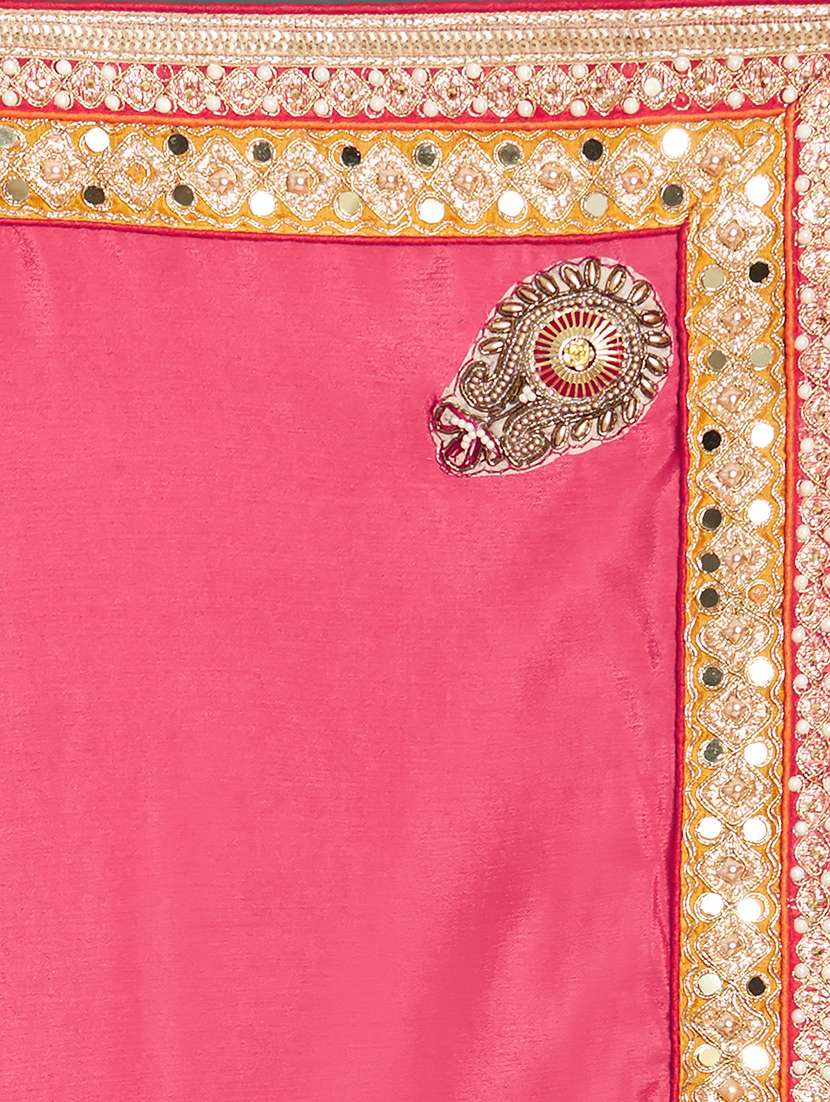 mirror bordered half and half saree with blouse - 15485306 - Standard Image - 3