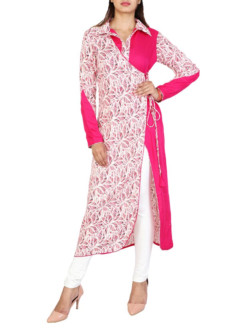 high slit kurta with drawstring - 15485429 -  Zoom Image - 0