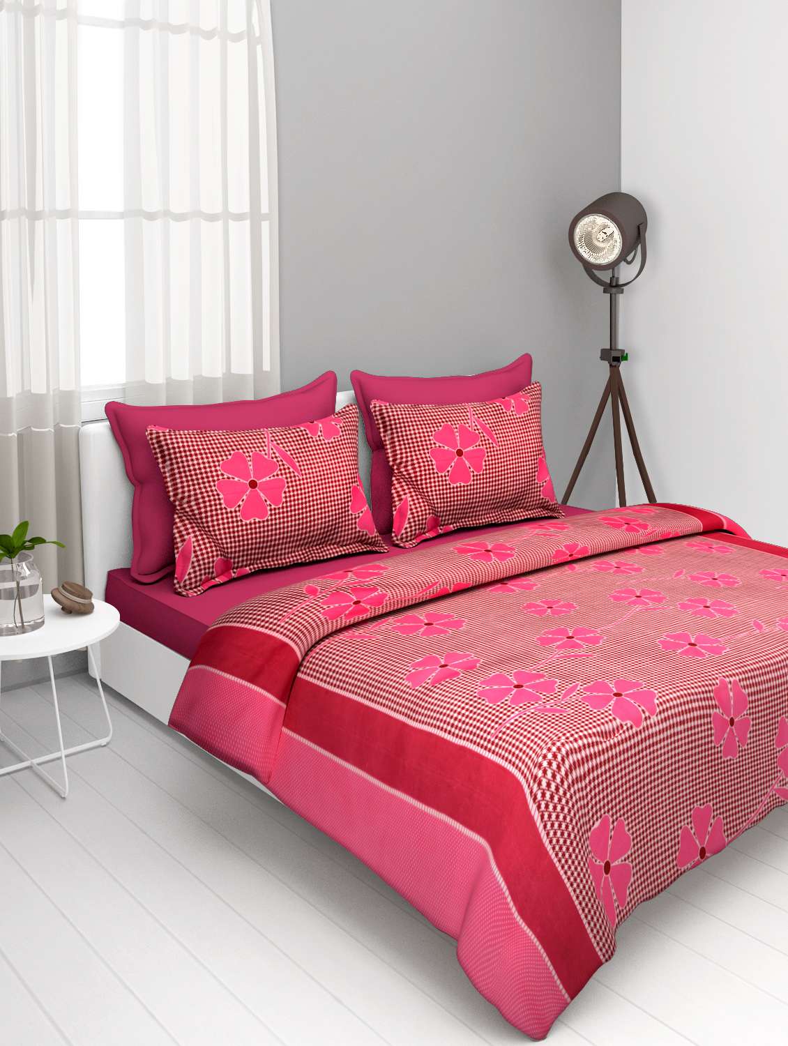 Buy online Printed Double Bed Polycotton Bedsheet With Two Pillow