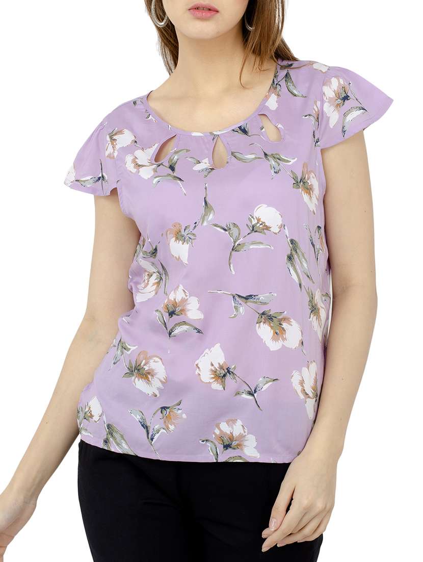 cutout detail floral top