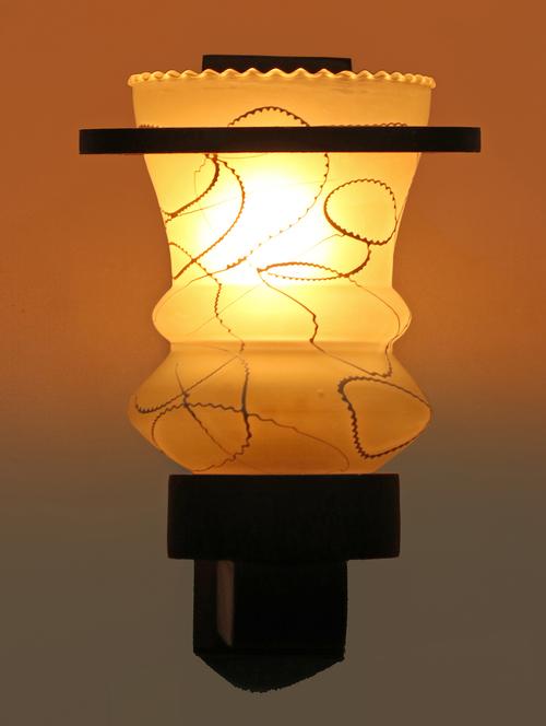 new  designer hand decorative colorful glass wall lamp light with stylish wooden fitting new-el43 - 15489657 -  Standard Image - 0