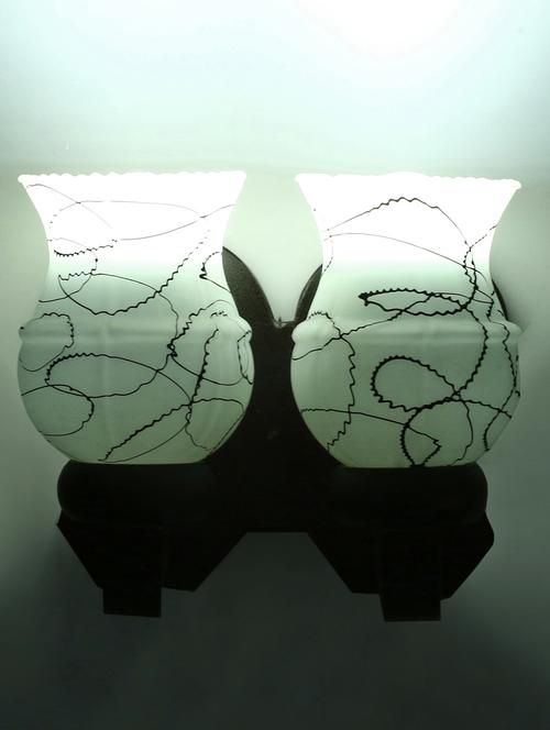 new stylish twins hand decorative colorful glass wall lamp light with royal wooden fitting dn-2wa2 - 15489680 -  Standard Image - 0