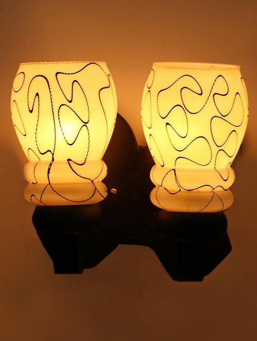 new stylish twins hand decorative colorful glass wall lamp light with royal wooden fitting dn-2wa22 - 15489700 -  Standard Image - 0