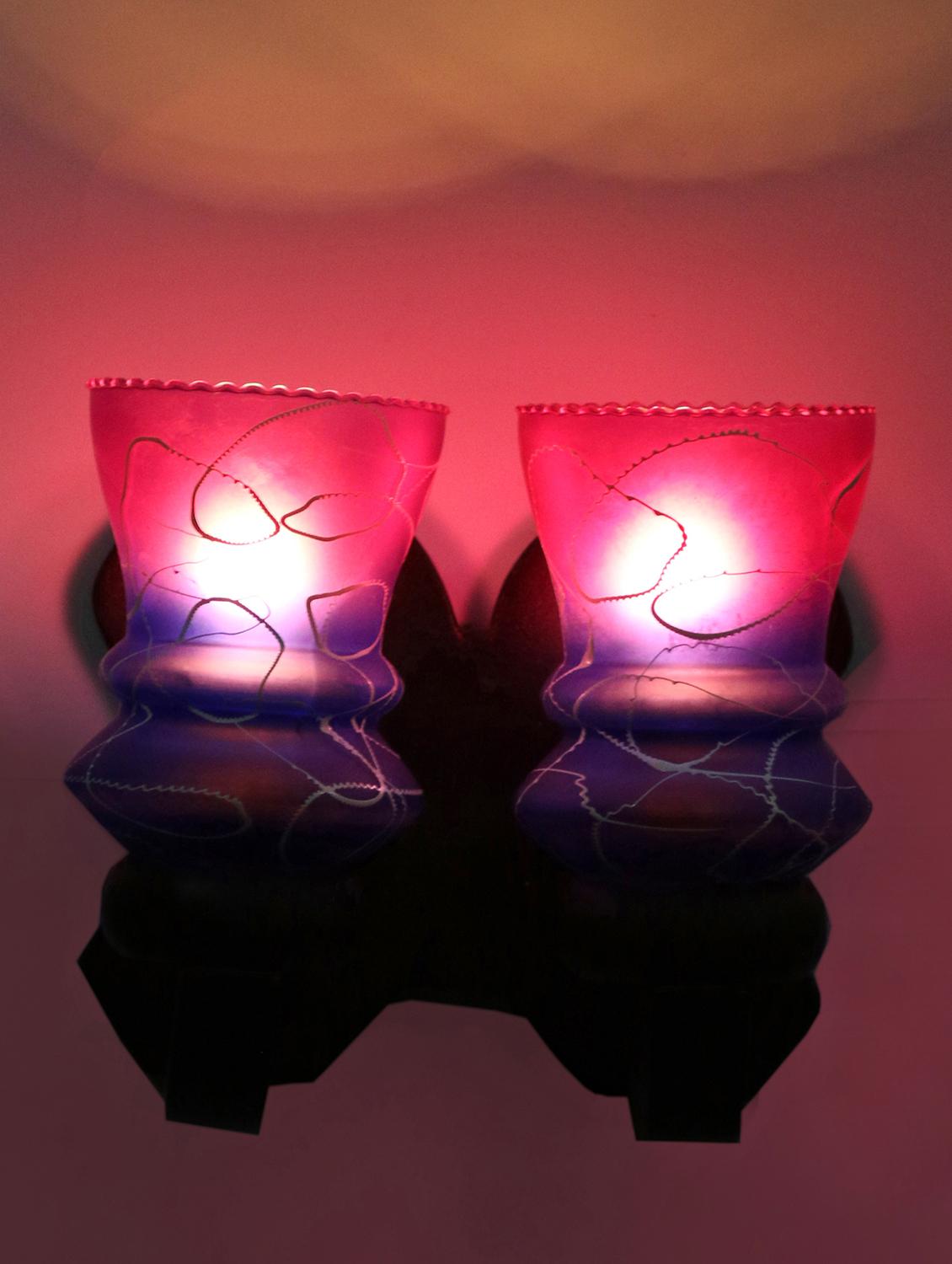 new stylish twins hand decorative colorful glass wall lamp light with royal wooden fitting dn-2wa24 - 15489702 -  Zoom Image - 0