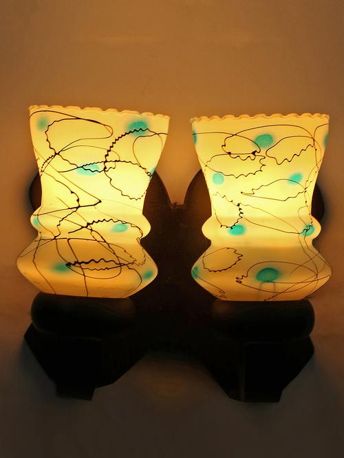 new stylish twins hand decorative colorful glass wall lamp light with royal wooden fitting dn-2wa32 - 15489710 - Standard Image - 0
