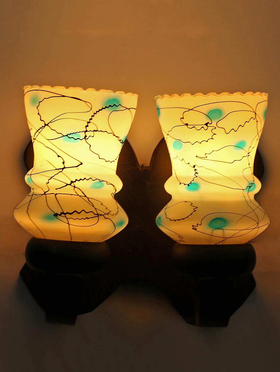 new stylish twins hand decorative colorful glass wall lamp light with royal wooden fitting dn-2wa32 - 15489710 - Zoom Image - 0