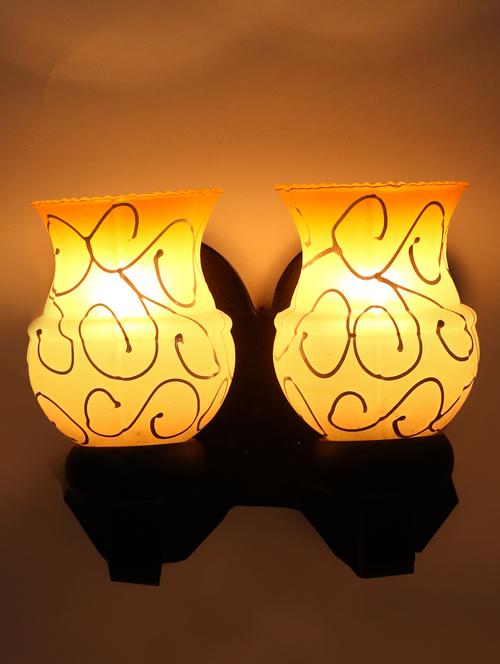 new stylish twins hand decorative colorful glass wall lamp light with royal wooden fitting dn-2wa35 - 15489713 -  Standard Image - 0