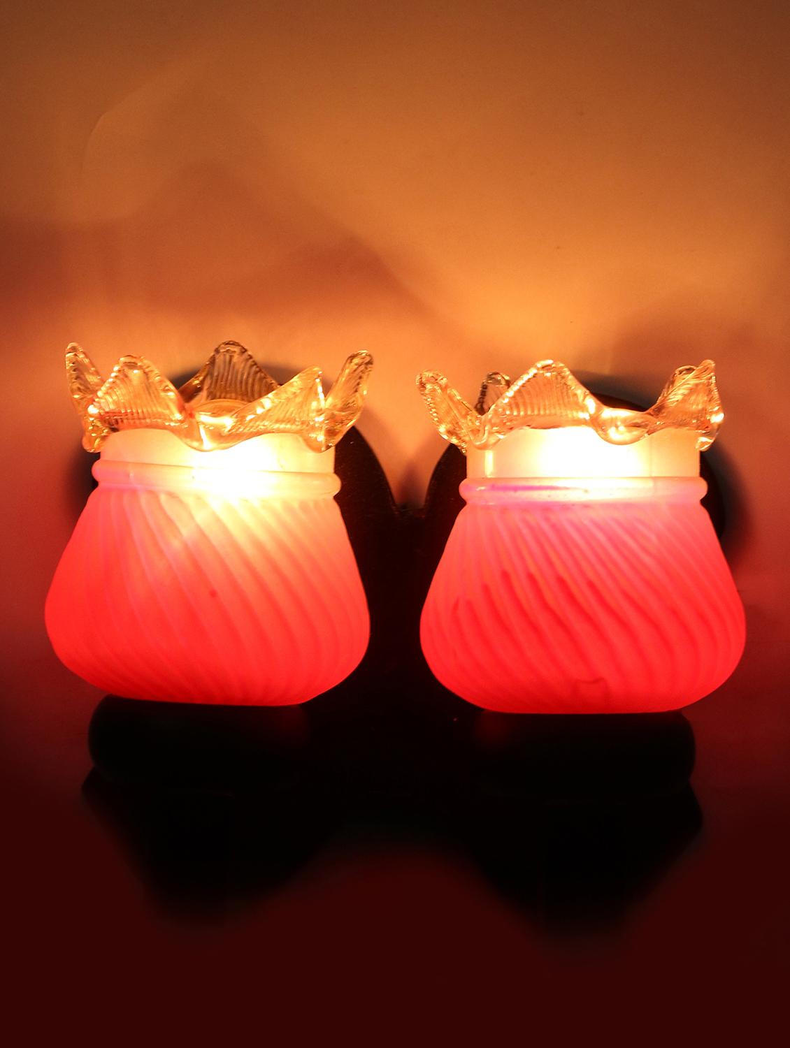 new stylish twins hand decorative colorful glass wall lamp light with royal wooden fitting dn-2wa37 - 15489715 -  Zoom Image - 0