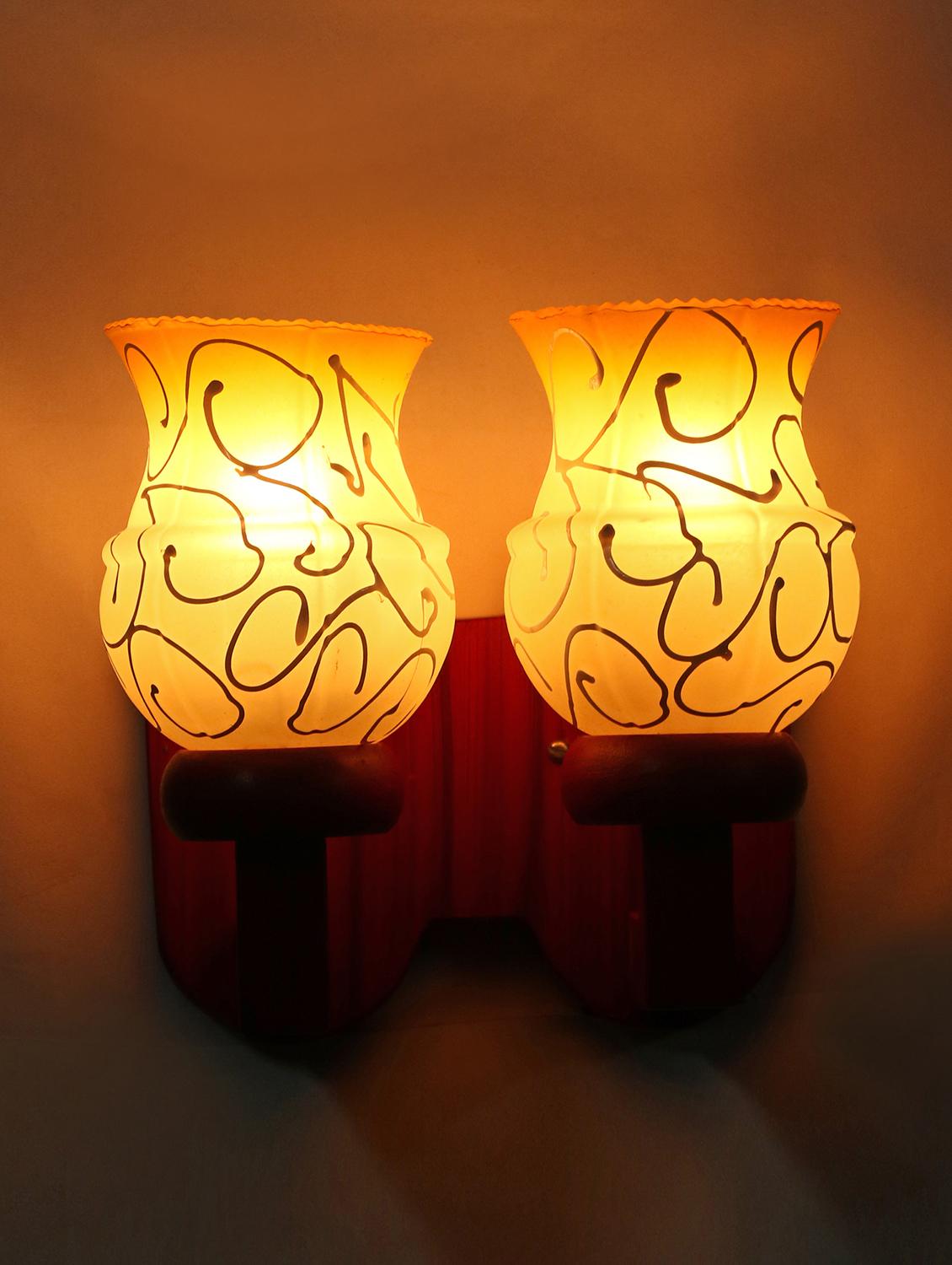 new stylish twins hand decorative colorful glass wall lamp light with royal wooden fitting dn-2wa49 - 15489727 - Zoom Image - 0