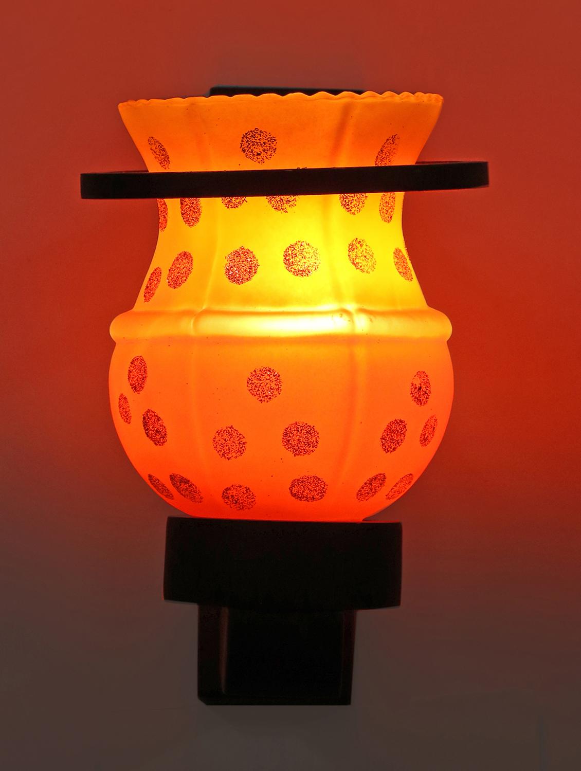 designer hand decorative colorful glass wall lamp light with stylish wooden fitting  ( set of two )-el84 - 15489799 -  Zoom Image - 0