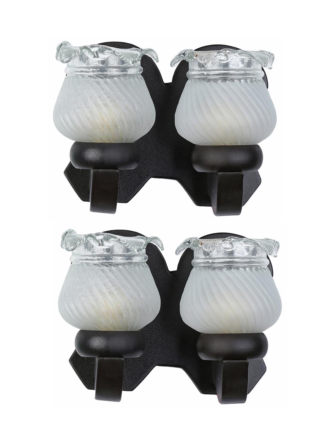 stylish twins hand decorative colorful glass wall lamp light with royal wooden fitting (set of two) dn-2wa124 - 15489843 -  Zoom Image - 0