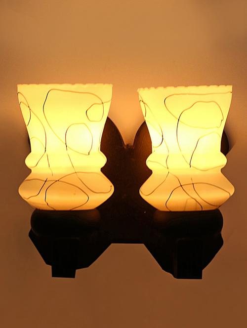 stylish twins hand decorative colorful glass wall lamp light with royal wooden fitting (set of two) dn-2wa139 - 15489857 - Standard Image - 0