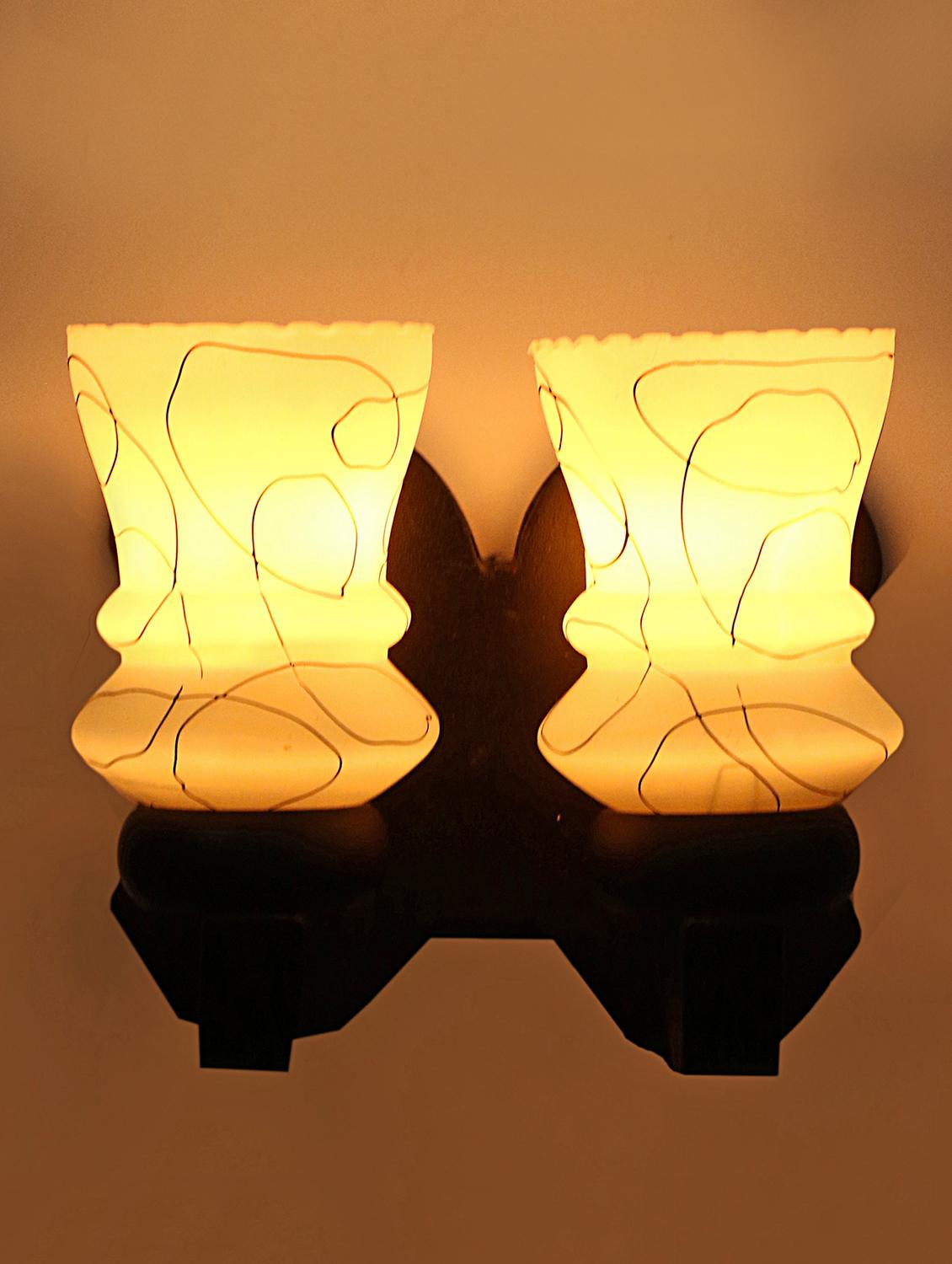 stylish twins hand decorative colorful glass wall lamp light with royal wooden fitting (set of two) dn-2wa139 - 15489857 - Zoom Image - 0