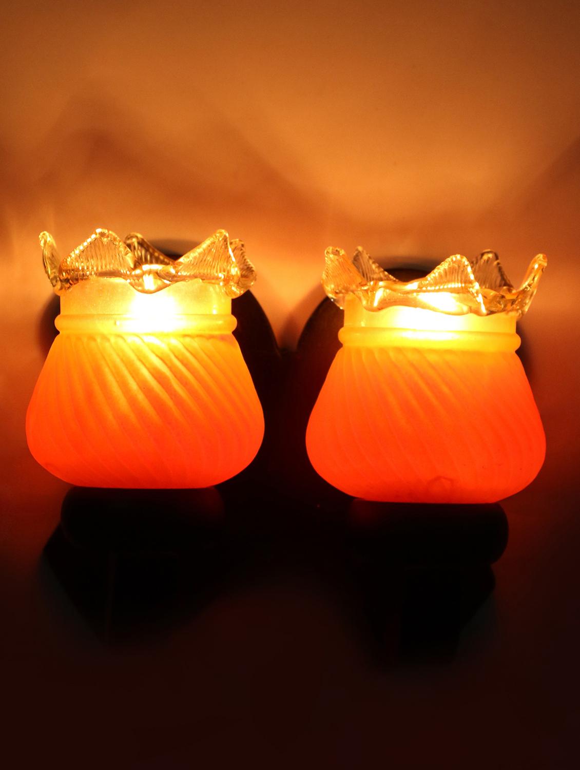 stylish twins hand decorative colorful glass wall lamp light with royal wooden fitting (set of two) dn-2wa152 - 15489870 - Zoom Image - 0