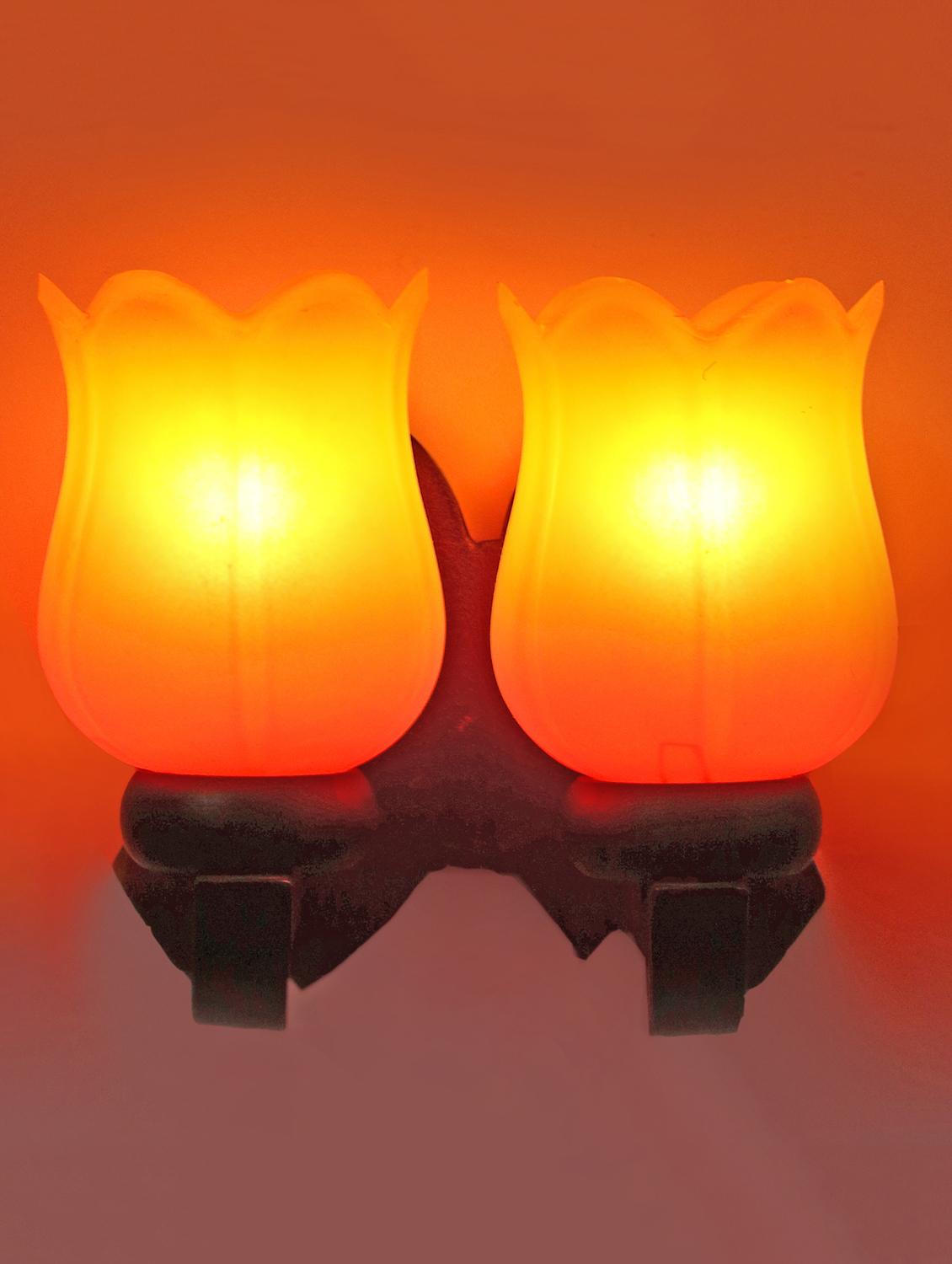 stylish twins hand decorative colorful glass wall lamp light with royal wooden fitting (set of two) dn-2wa157 - 15489875 - Zoom Image - 0
