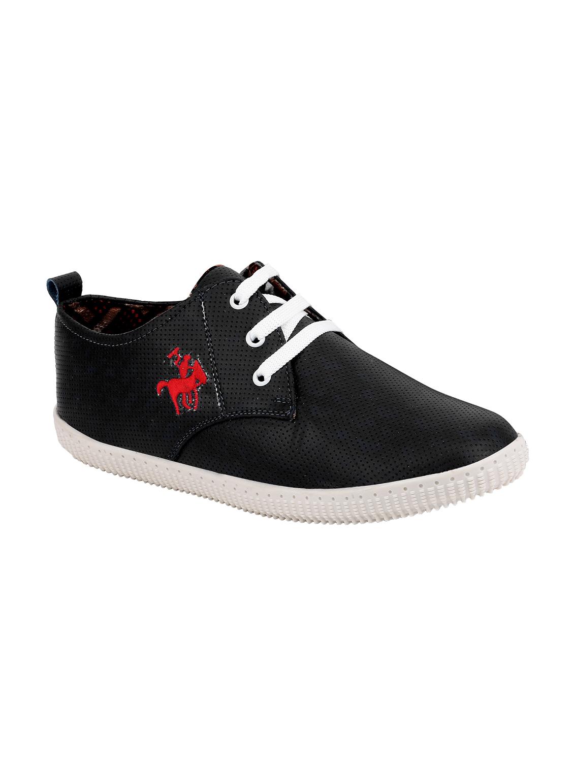 black leatherette lace up sneaker - 15490945 -  Zoom Image - 0