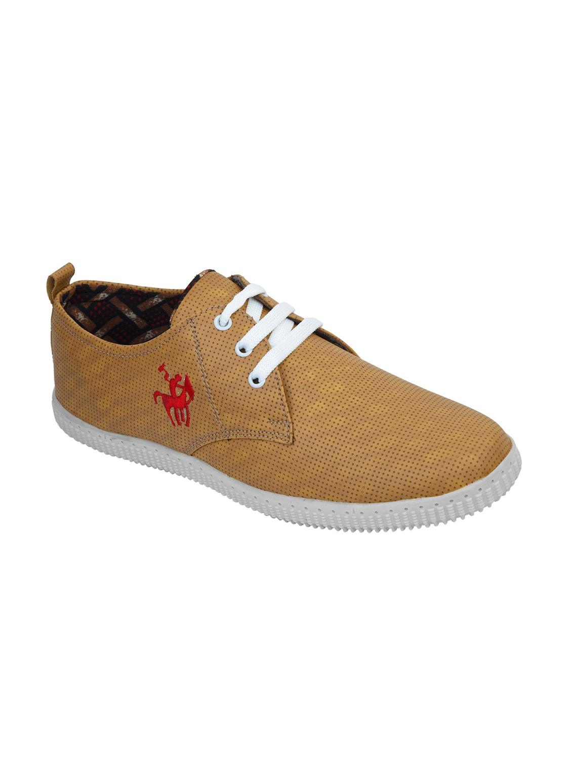 tan leatherette lace up sneakers - 15490947 - Zoom Image - 0